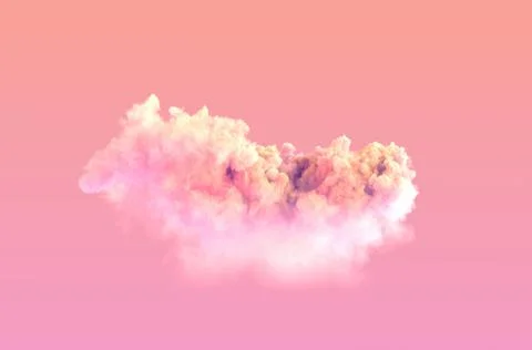 Single pink sunset large cloud , digital nature 3D illustration 스톡 일러스트