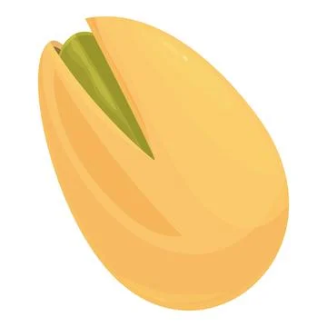 Single pistachio nut cracked open showing green seed Stock Illustration