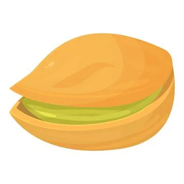Single pistachio nut with opened shell showing green core Stock Illustration