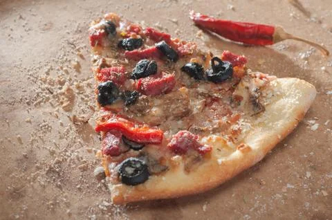 Single pizza slice Stock Photos