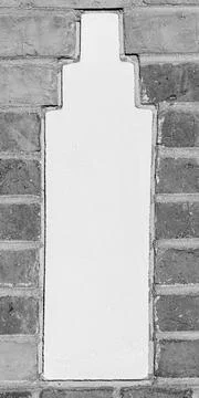 Single Plaster Column Detail in Brick Wall 写真素材