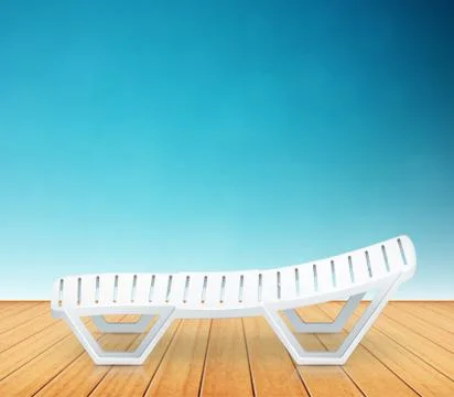 Single plastic deck-chair beach inventory on wooden floor Stock Illustration