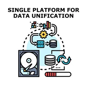Single platform for data unification and management Illustrazione stock