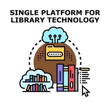 Single platform integrating library technology and digital information Stock Illustration