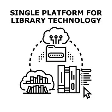 Single platform integrating library technology and digital information Stock Illustration