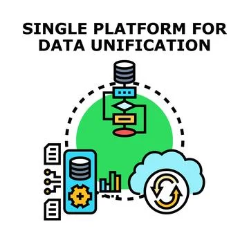 Single platform unifying diverse data streams processing Stock Illustration