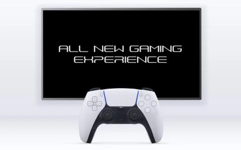 Single player gaming concept. Realistic vector illustration of Gemepad in front Stock Illustration