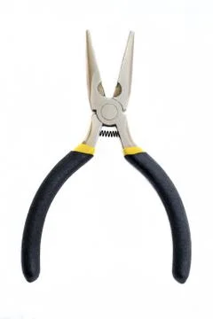 Single pliers tool with rubber handles for the master electrician on white ba Stock Photos