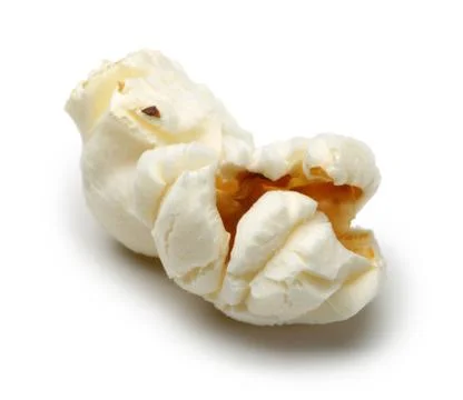 Single popcorn isolated on white Stock Photos