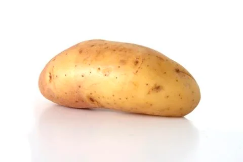 Single potato isolated on white background closed-up. Stock Photos