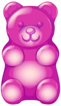 Single Purple Gummy Bear Candy Vector Illustration on White Background Stock Illustration
