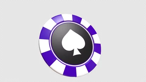 Single Purple Poker Chip with Spade Icon Centered With Alpha Channel Vídeos de archivo 343431244