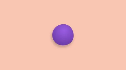 A single purple sphere centered on a soft peach colored background surface Stock Footage 338309723