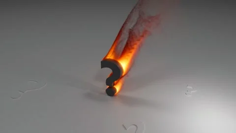 Single Question Mark Symbol Burning With Fiery Flames Stock Footage 334979511