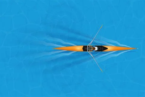 Single Racing shell with paddler Stock Illustration