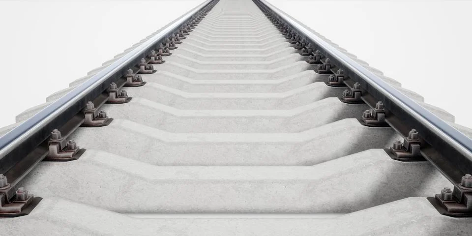 Single rail isolted on white background. 3d rendering Stock Photos