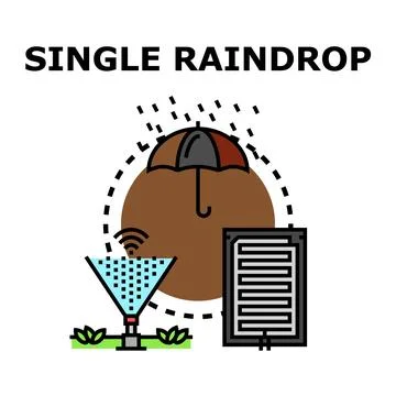 Single raindrop measuring and watering system concept Stock Illustration