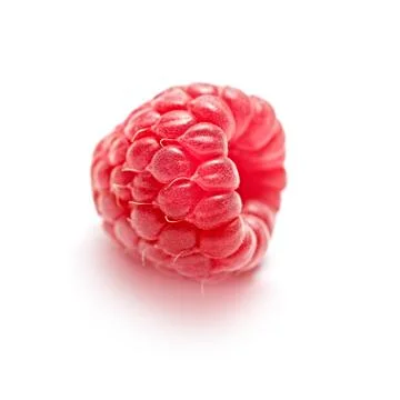 Single raspberry isolated on white background with shadow Stock Photos