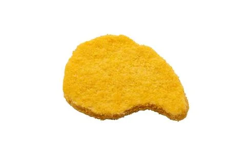 Single raw breaded schnitzel, isolated on white background. Stock Photos