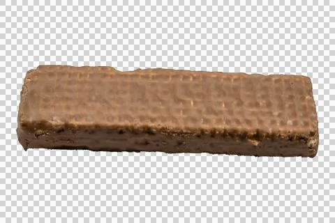 Single rectangular chocolate wafer bar with a textured grid pattern Stock Photos
