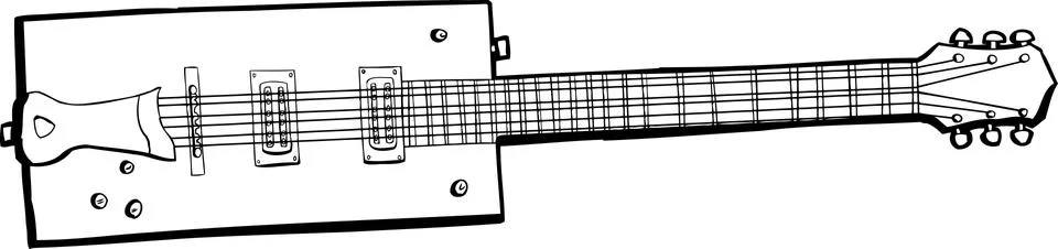 Single Rectangular Electric Guitar 스톡 일러스트