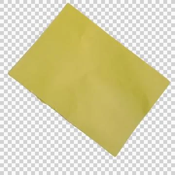 A single rectangular yellow paper sheet isolated on a clean white background Stock-Fotos