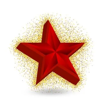 Single red 3d star shine on white background Stock Illustration