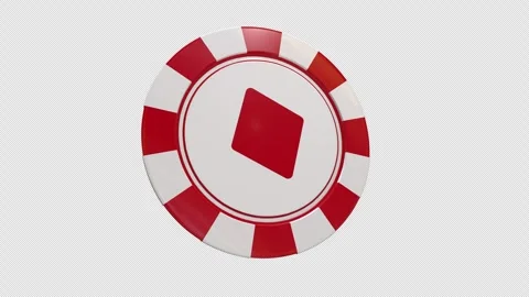 Single Red and White Poker Chip with Diamond Symbol with alpha channel. Stock-Footage 343431181