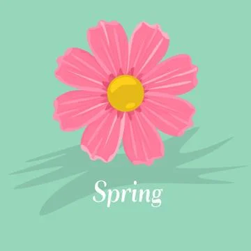 Single red blossom flower. Flat and solid color Vector illustration. Ilustração Stock