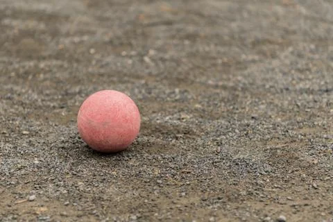Single Red Bocce Ball Copy Space Right 写真素材