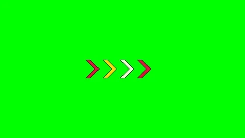 A single red chevron arrow pointing to the right on a bright green background Stock Footage 340900760