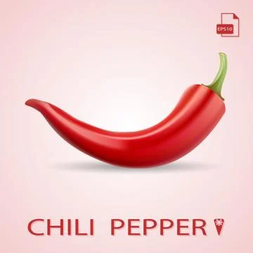 Single Red Chili Pepper Isolated On A Background. Stock Illustration