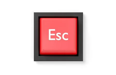 Single, red computer keyboard escape key over white background, stop, quit or Stock Illustration