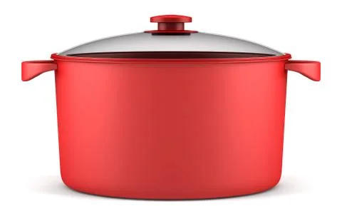 Single red cooking pan isolated on white background Stock Illustration