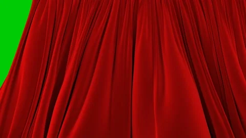Single Red Curtain Waving in Wind Opening and Closing. Stock Footage 109304733