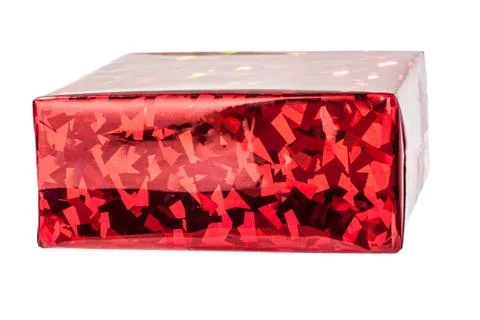 Single red gift box isolated on white background Stock Photos