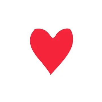 Single red heart illustration on a plain white backdrop presenting affectio.. Stock Illustration