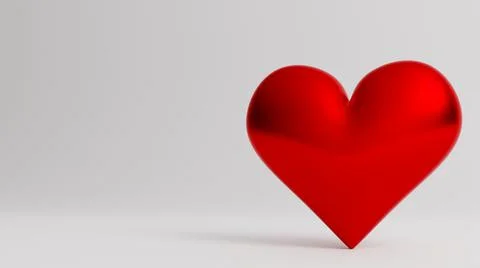 SIngle red heart isolated on white background. Valentine's Day 3d illustratio Stock Illustration