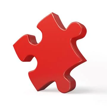Single red puzzle piece isolated on white background Illustrazione stock