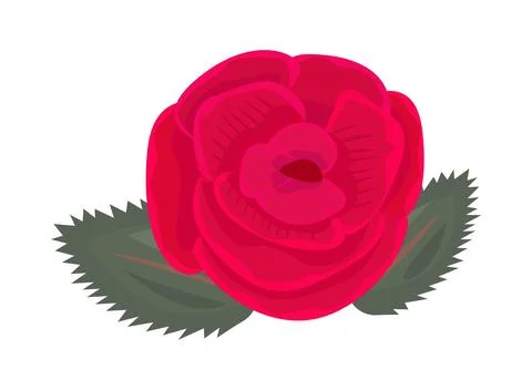 Single red rose with leaves Stock Illustration