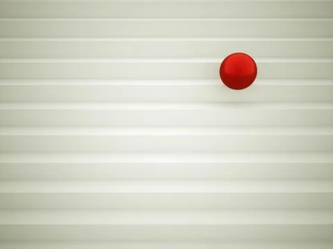 Single red sphere concept rendered on stairs Stock Illustration