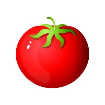 Single red tomato simple cartoon isolated on white background Stock Illustration