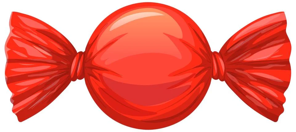 Single Red Wrapped Hard Candy Vector Illustration on White Background Illustrazione stock