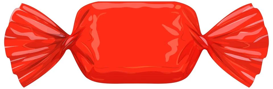 Single Red Wrapped Hard Candy Vector Illustration on White Background Stock Illustration