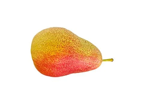 Single red yellow pear Pyrus communis isolated on transparent background. F.. Stock-Fotos