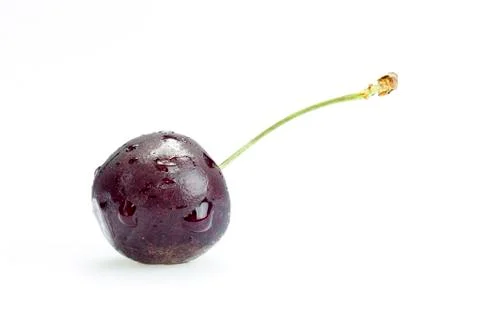 Single ripe cherry isolated on white background Stock Photos