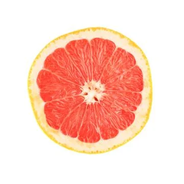 Single ripe grapefruit cut in half isolated over the white background Stock Photos