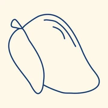 Single ripe mango with leaf in doodle style Stock Illustration