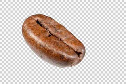 Single Roasted Coffee Bean Angled View PNG Stock-Fotos