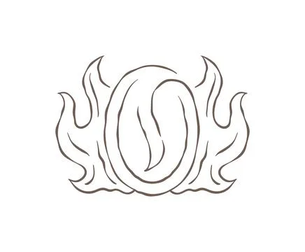 A Single Roasted Coffee Bean Engulfed In Stylized Flames Vector Illustration Stock Illustration